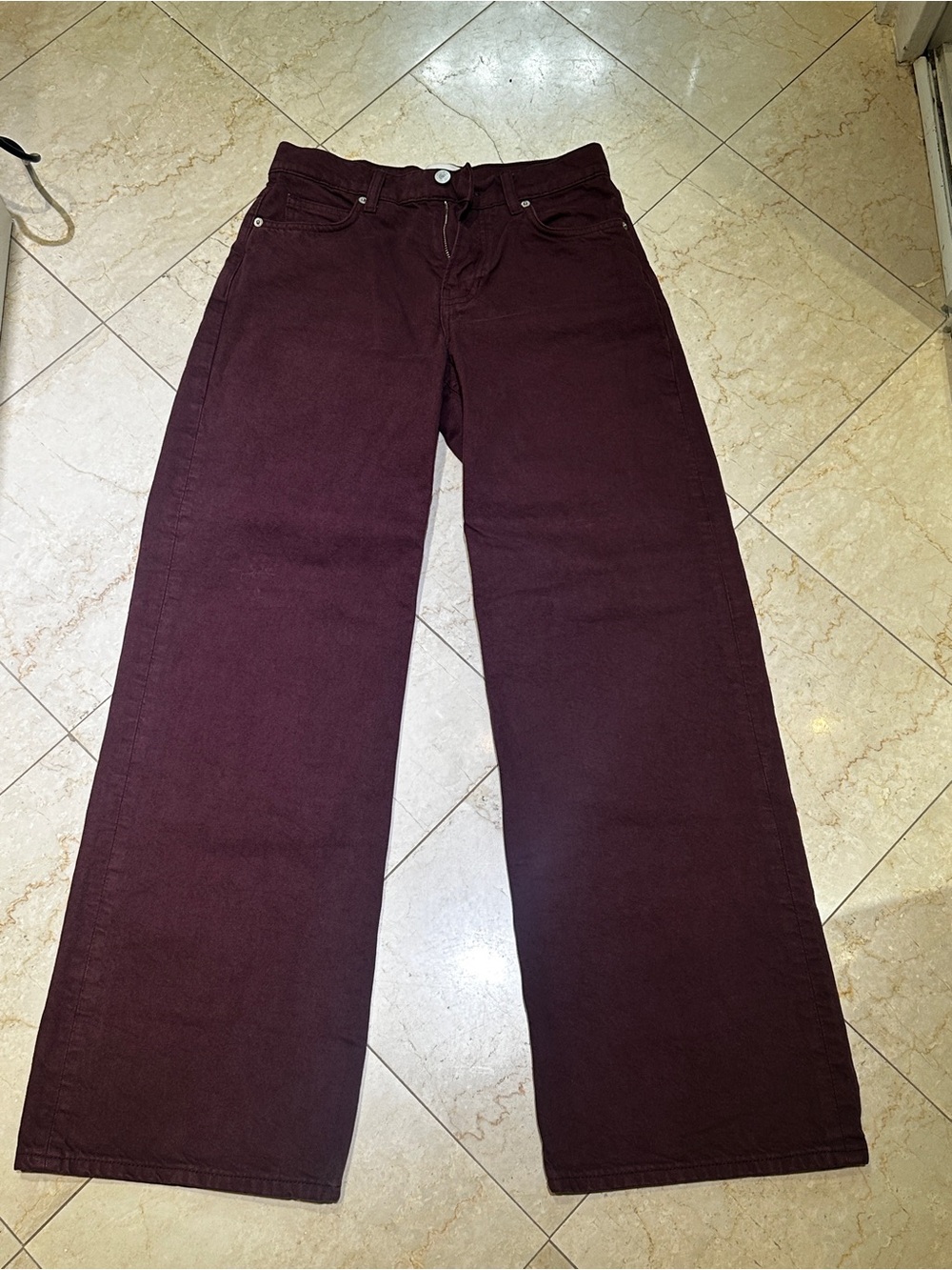 Reformation Wide-Leg Jeans in Deep Burgundy